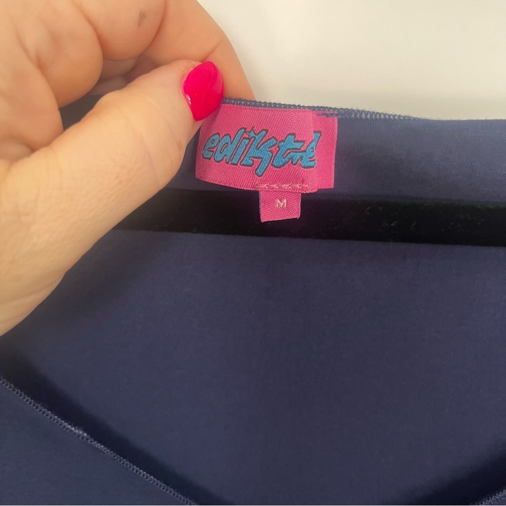 Elegant Navy Off-Shoulder Top - Picture 5 of 7